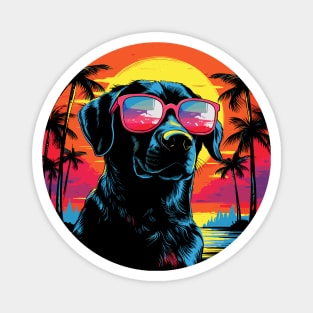 Retro Wave Labrador Dog Shirt Magnet